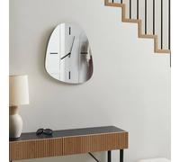 Wyld and Coco Mirrored Wall Clock Silver Black Glass 54 x 45 cm Wyld and Coco Silver 54 x 45 cm