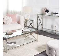 Wyld and Coco Modern Glass Coffee Table with Silver Steel Frame 120 x 60 cm Wyld and Coco Silver 120 x 60 cm