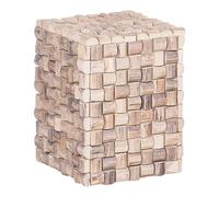 Wyld And Coco Mosaic Teak Bedside Table 32 X 32 Cm Light Brown.