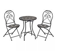 Wyld and Coco Mosaic Tile Garden Bistro Set with Coffee Table and 2 Chairs in Black | Size: 1 Pack Wyld and Coco Black 1 Pack