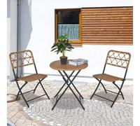 Wyld and Coco Natural 2-Seater Foldable Rattan Bistro Set with Coffee Table | Size: 1 Pack Wyld and Coco Natural 1 Pack