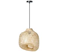 Wyld And Coco Natural Bamboo Pendant Lamp With Irregular Handwoven Shade For Living And Dining Rooms