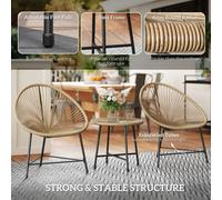 Wyld and Coco Natural Rattan Bistro Set with Acapulco Chairs & Glass Table | Size: 1 Pack Wyld and Coco Natural 1 Pack