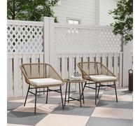 Wyld and Coco Natural Wicker Rattan Bistro Set with Cushions for Garden & Patio in White | Size: 1 Pack Wyld and Coco White 1 Pack