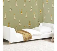 Wyld and Coco Off-White Bou hildren's Bed Frame with Headrest - 3ft EU Single in White Wyld and Coco White EU Single