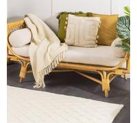 Beliani Off White Wool And Viscose Area Rug 80 X 150 Cm Hand-Woven