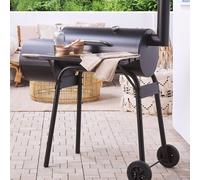 Wyld and Coco Offset Smoker Grill with Lid and Wheels - Black Wyld and Coco Black