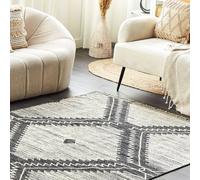 Wyld and Coco Oriental Handwoven Rug Off-White and Black Cotton Wool Tassels | Size: 140 cm x 200 cm Wyld and Coco Black 140 cm x 200 cm