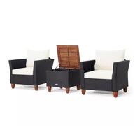 Wyld and Coco Outdoor Wicker Bistro Set for Garden with Storage in White | Size: 1 Pack Wyld and Coco White 1 Pack