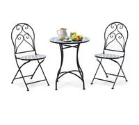 Wyld and Coco Patio Bistro Set Mosaic Garden Table and Folding Chairs in Dark Blue | Size: 1 Pack Wyld and Coco Dark Blue 1 Pack