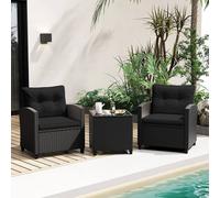 Wyld and Coco Patio Furniture Bistro Set Rattan with Cushions in Black | Size: 1 Pack Wyld and Coco Black 1 Pack