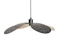 Wyld and Coco Pendant Lamp Black Iron - Overlapping Petal Perforated Shade, 62Cm, 149Cm Drop