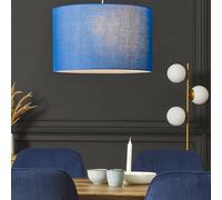 Wyld and Coco Pendant Lamp Blue Fabric Drum Shade 1-Light Ceiling Fixture Wyld and Coco Blue