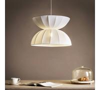 Wyld and Coco Pendant Lamp - Handcrafted Faux Silk White Ceiling Light Wyld and Coco White