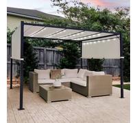 Wyld and Coco Pergola 310 x 310 cm Beige - Steel Frame with Solar LEDs Wyld and Coco Beige 310 x 310 cm