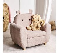 Wyld and Coco Pink Boucle Hippo Armchair for Kids - Foam Seat Rubberwood Legs Wyld and Coco Pink