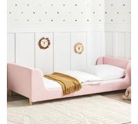 Wyld and Coco Pink Bouclé Kids Bed Frame - Curved Headboard 3ft EU Single Wyld and Coco Pink EU Single