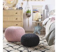 Wyld and Coco Pink Knitted Cotton Pouffe 50 x 35 cm Wyld and Coco Pink 50 x 35 cm