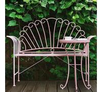 Wyld and Coco Pink Metal 2-Seater Bench with Side Table - Flared Armrests Wyld and Coco Pink