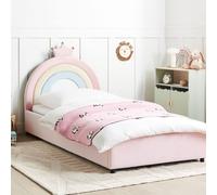 Wyld and Coco Pink Velvet 3ft Single Bed with Storage and Crown Headboard Wyld and Coco Pink Single