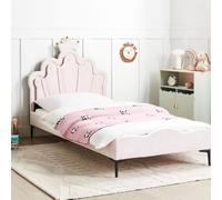 Wyld and Coco Pink Velvet Bed Frame with Crown LED Headboard - 3ft EU Single Wyld and Coco Pink EU Single