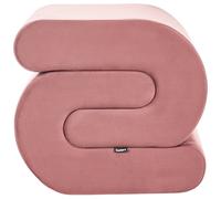 Wyld And Coco Pink Velvet S-Shape Pouffe - Foam-Filled Footstool For Living Room, No Assembly (W45 X D50 X H48Cm)