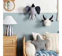 Wyld and Coco Plush Co Elephant Head Wall Decor Grey Cotton Plush Soft Ears and Hat Wyld and Coco Grey