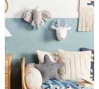 Wyld and Coco Plush Grey Elephant Head Wall Decor with Crown and Silver Sequin Fangs Wyld and Coco Grey