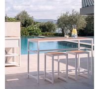 Wyld and Coco Polywood Garden Dining Set 3 Piece White Powder Coat Steel 2 Stools Wyld and Coco White