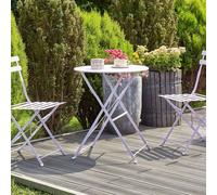 Wyld and Coco Purple Metal Folding Slatted Seat Back Outdoor Bistro Set in Violet Wyld and Coco Violet