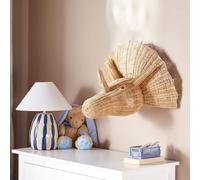 Wyld and Coco Rattan Triceratops Wall Head Decor for Kids Room in Natural Wyld and Coco Natural