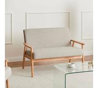 Wyld and Coco Retro 2-Seater Sofa Grey and Light Brown Polyester with Wooden Frame Wyld and Coco Grey