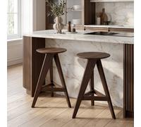 Wyld and Coco Retro Rubberwood Dining Stools Set Dark Brown 2-Pack Wyld and Coco Brown