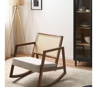 Wyld and Coco Rocking Armchair Beige Woven Fabric with Braided Backrest Wyld and Coco Beige
