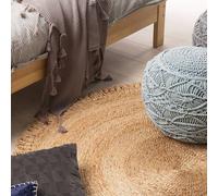 Wyld and Coco Round Jute Rug 140 cm - Beige Spiral Braided Boho Rustic | Size: 140 cm diameter Wyld and Coco Beige 140 cm diameter