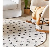Wyld and Coco Round Rug 140 cm Beige Cotton-Blend with Subtle Animal Motif | Size: 140 cm diameter Wyld and Coco Beige 140 cm diameter