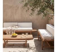 Wyld and Coco Rustic Acacia 4 Seater Garden Sofa Set Off-White Cushions in Brown Wyld and Coco Brown