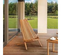 Wyld and Coco Set of 2 Acacia Wood Foldable Garden Chairs Rustic Modern in Brown Wyld and Coco Brown