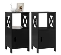 Wyld and Coco Set of 2 Basic Modern Nightstand Narrow Black Bedside Table with Storage Wyld and Coco Black