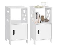 Wyld and Coco Set of 2 Basic Modern Nightstand Narrow White Bedside Table with Storage Wyld and Coco White