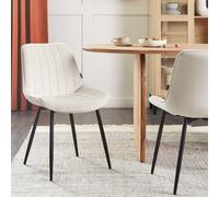 Wyld and Coco Set of 2 Beige Velvet Armless Dining Chairs with Black Steel Legs Wyld and Coco Beige
