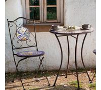 Wyld and Coco Set of 2 Black Foldable Mosaic Bistro Chairs Iron Frame Ceramic Seat Wyld and Coco Black