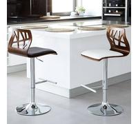 Wyld and Coco Set of 2 Dark Brown Faux Leather Swivel Bar Stools with Gas Lift Wyld and Coco Brown