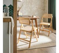 Wyld and Coco Set of 2 Folding Dining Chairs Light Brown Rattan Wyld and Coco Brown