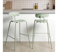Wyld and Coco Set of 2 Light Green Counter-Height Bar Stools with Metal Legs Wyld and Coco Green