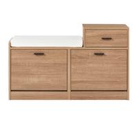 Wyld And Coco Shoe Storage Cabinet With Seat, 2 Compartments, Light Brown, W92 X D30 X H57 Cm