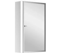 Wyld and Coco Stainless Steel Wall Mounted Bathroom Mirror Cabinet with 2 Shelves and Single Door in White Wyld and Coco White