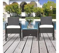 Wyld and Coco Steel-Brown 2-Seater Rattan Bistro Set for Garden or Patio in Dark Brown | Size: 1 Pack Wyld and Coco Dark Brown 1 Pack