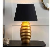 Wyld and Coco Table Lamp - Gold Porcelain Base Black Fabric Empire Shade Wyld and Coco Gold