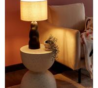 Wyld and Coco Table Lamp - Matte Black Ceramic Base Beige Linen Cone Shade 51 cm Wyld and Coco Black